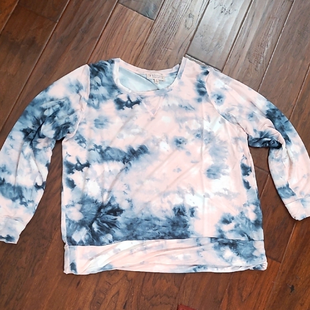 Philosophy Blue and Pink Tie-Dye/Marbled Shirt size 2X